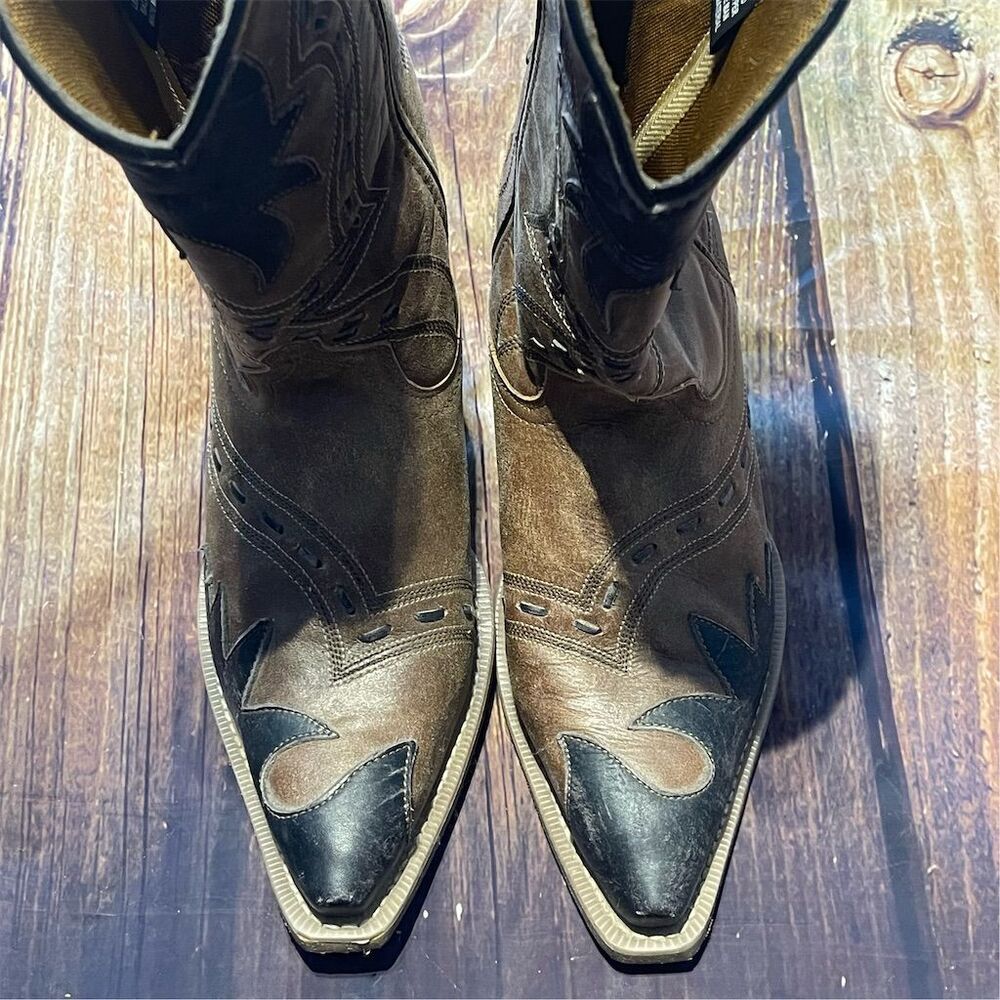 Laredo Porter Men's Tan Leather Western Boots Snip Toe Size 8D - Picture 6 of 9